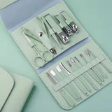 Set Of 16 Nail Clipper, Stainless Steel Manicure Kit With Folding Bag