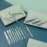 Set Of 16 Nail Clipper, Stainless Steel Manicure Kit With Folding Bag